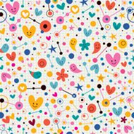 Funky cute cartoon retro note book paper pattern