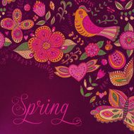 Floral background spring theme greeting card Template design