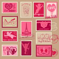 Vintage Love Valentine Stamps N2