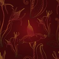 Colored art floral seamless pattern