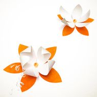 Orange cutout paper vector flower