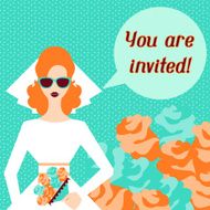 Wedding invitation card template in retro style