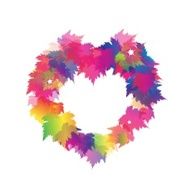 Beautiful Heart Shape From Colorful Maple Leaves