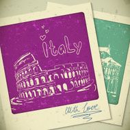 Italy hand drawn landscape in vintage style N4