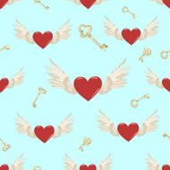 vector seamless wings and heart N4