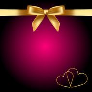 pink background with gold hearts and bow