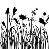 Silhouettes of flowers and grass N21