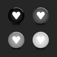 Heart sign circle icon gray black web internet button