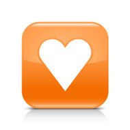 Orange icon heart sign glossy rounded square web button