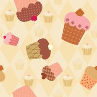 seamless pattern with decorated cupcakes