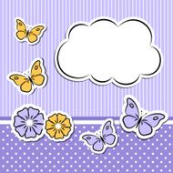 Paper cloud with flowers and butterflies