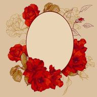 Vintage roses oval frame N2