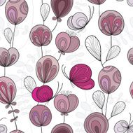 Pattern with butterfly and flowers