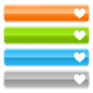 Heart sign glossy icon orange green blue button
