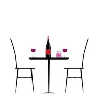 chair and table with wine vector illustration
