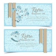 Vintage flowers banners set with text field N6
