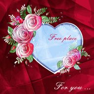 heart of roses with space for text and beautiful background