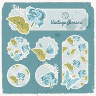 Vintage flowers banners set N2