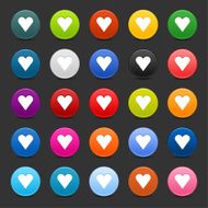 Heart sign circle icon web internet button gray background