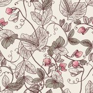 Seamless Floral Background with Blooming Peas N2