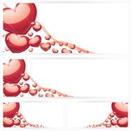 Set of horizontal banners with hearts Background