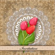 card design with tulip vintage