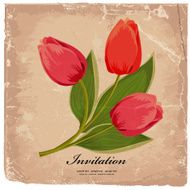 Bouquet of beautiful tulips on retro texture