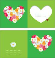 Heart is made of daisies on a green background