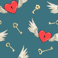 vector seamless wings and heart N5