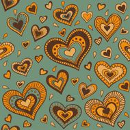 Green pattern with gold hearts