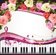Piano keys with roses