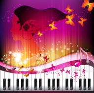Piano keys with portrait