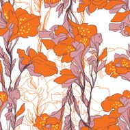 vector seamless pattern from abstract lilies N2