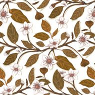 White Flowers on Twig Seamless Pattern N4