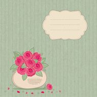 Vintage background with basket of flowers