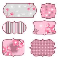 Cherry blossoms design elements labels and stickers