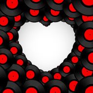 Vinyl record background in shape of heart