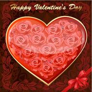 Valentine&#039;s card with a heart of roses N3