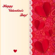 Valentine&#039;s day vector lacy card with paper hearts