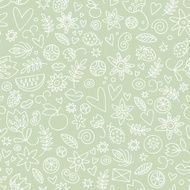 Seamless doodle love in green N2