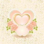 Floral background with roses and heart