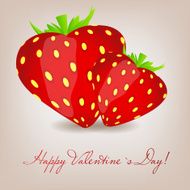 Happy Valentines Day card with strawberry heart Vector illustration N2