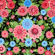 Texture seamless flowers khokhloma N2