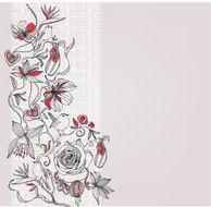 Romantic background with birds and flowers