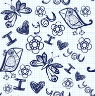 Romantic floral seamless texture on lined paper