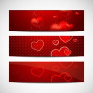 Valentine`s Day banners with hearts