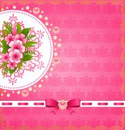 Flowers with lace ornaments on background Vector