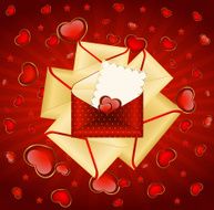 Celebratory envelopes with red hearts Vector