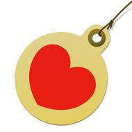 Round cardboard tag with heart