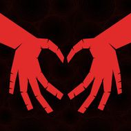 People hand like heart shape on seamless circle background